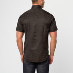 Alfred Short Sleeve Jacquard Button-Up // Black (S)