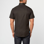 Bespoke // Ray Short Sleeve Jacquard Button-Up // Black (3XL)