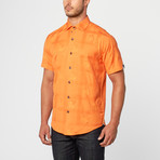 Joel Short Sleeve Jacquard Button-Up // Orange (M)