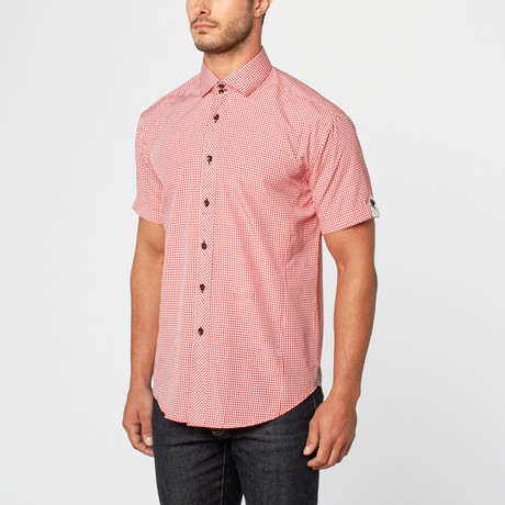 Kyle Short Sleeve Checkered Button-Up // Red (S)