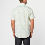 Ricky Short Sleeve Jacquard Button-Up // Green (M)