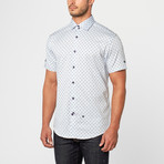 Leroy Short Sleeve Print Button-Up // Blue (XS)