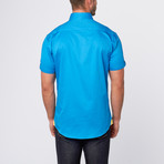 Marcus Short Sleeve Sateen Button-Up // Turquoise (L)