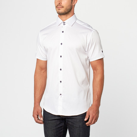 Marcus Short Sleeve Sateen Button-Up // White (XS)