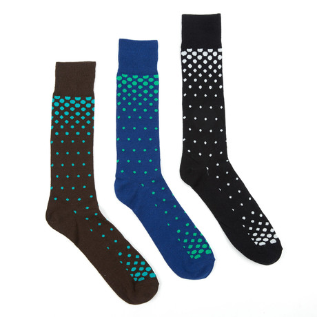 Dot Sock // Black + Brown + Blue // Set of 3