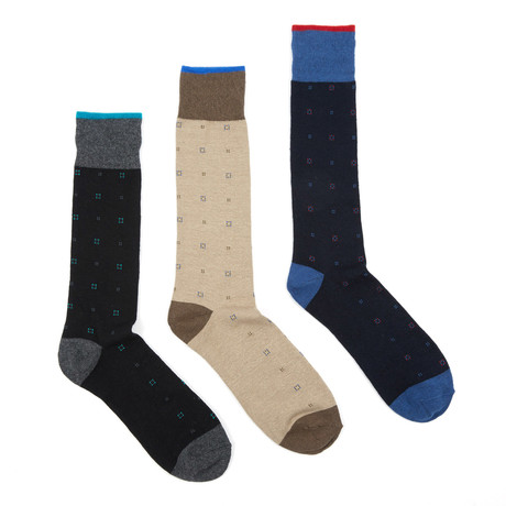 Neat Sock // Black + Navy + Brown // Set of 3