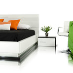 Modrest Infinity Contemporary White + Black Bedroom Set (Queen)