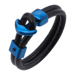 Leather Anchor Bracelet (Blue)