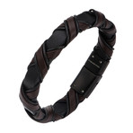Woven Leather Bracelet (Dark Brown)