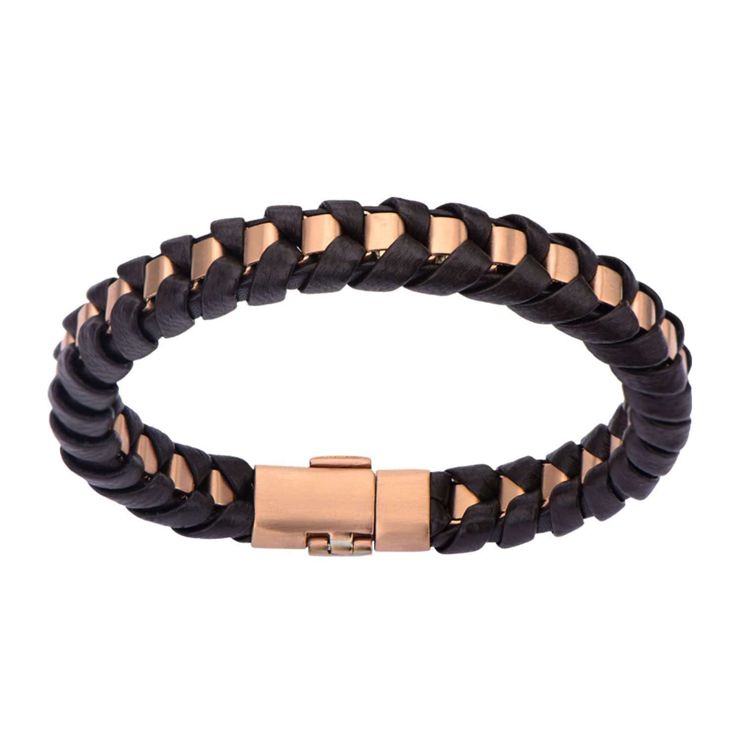 Matte Finish Leather Thread Bracelet // Brown + Rose Gold - INOX ...