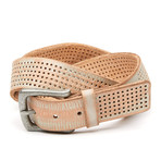 American Accessories // Distressed Perforated Belt // White (Size 32)