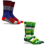 Hang Loose + Wired Crew Sock // Green + Red // Pack of 2