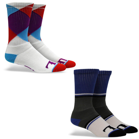 Prism + Rally Crew Sock // White + Navy // Pack of 2