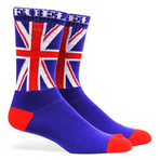 Union Jack + Argyle Crew Sock // Blue + Red + Black // Pack of 2