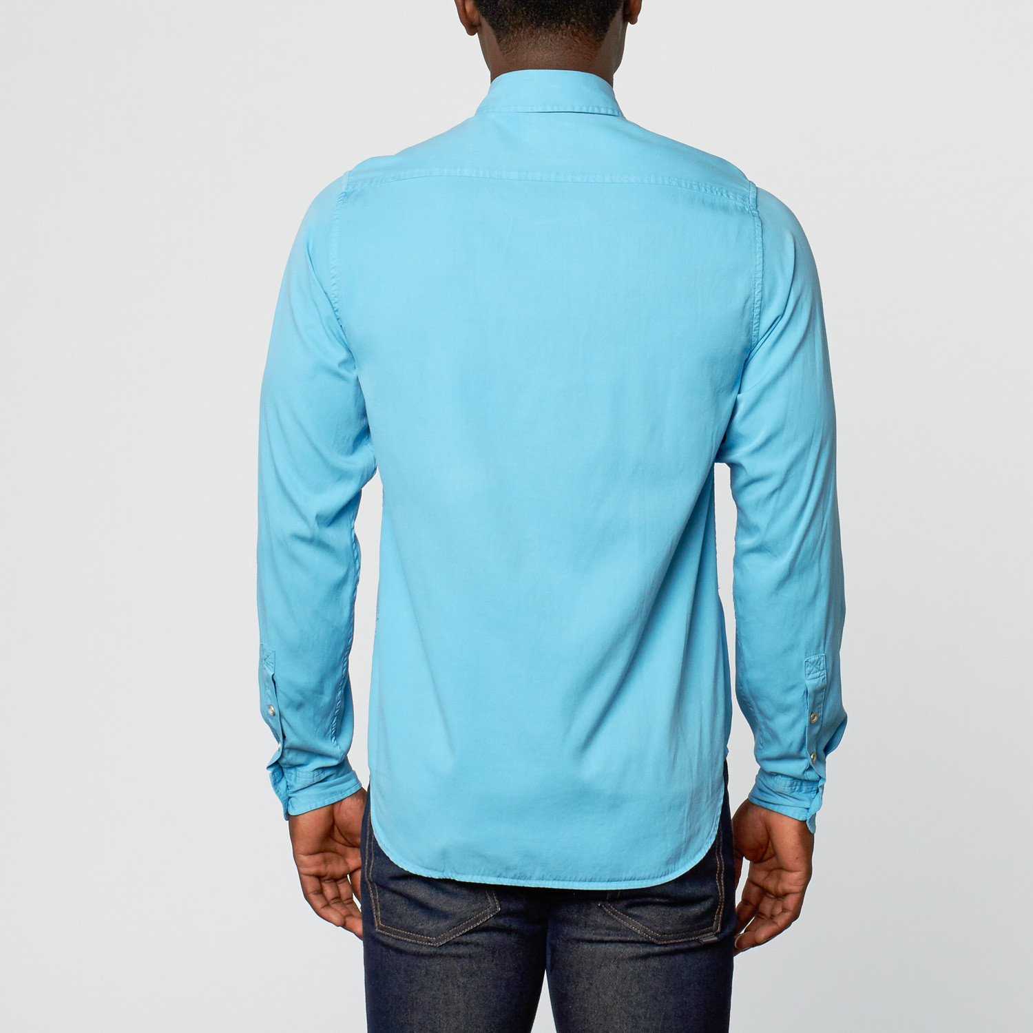 Silk + Cotton Point Collar Shirt // Turquoise (XL) - Classic Clothes ...