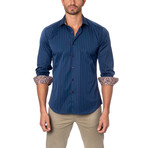Jared Lang // Striped Button-Up Shirt // Blue (L)