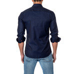 Jared Lang // Shadow Jacquard Button-Up Shirt // Navy (S)
