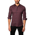 Medium Plaid Button-Up Shirt // Red + Grey (XL)