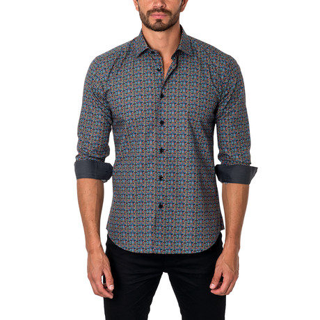 Kaleidoscope Tile Button-Up Shirt // Grey (S)