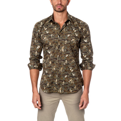 Motorbike Button-Up Shirt // Olive (S)