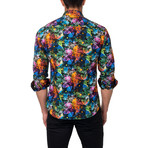 Overlay Flower Button-Up Shirt // Black (3XL)