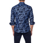 Painted Flower Button-Up Shirt // Blue (3XL)