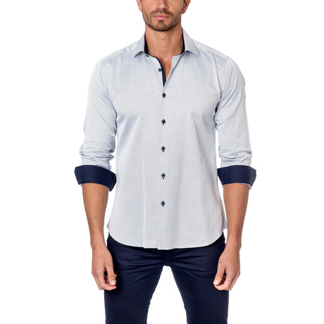 Jared Lang // Woven Button-Up Shirt // Heather Grey (S)