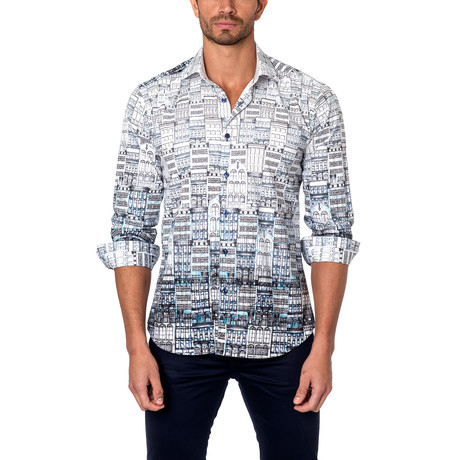 Cityscape Button-Up Shirt // White (S)
