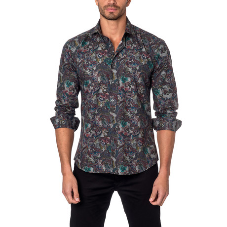 Medium Paisley Button-Up Shirt // Burgundy (S)