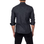 Jared Lang // Jacquard Paisley Button-Up Shirt // Charcoal (L)