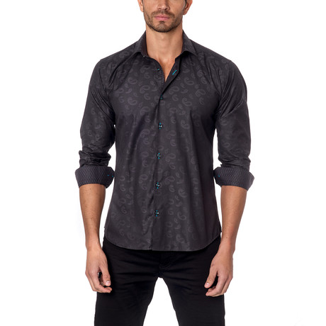 Shadow Paisley Button-Up Shirt // Dark Charcoal (S)