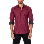 Woven Button-Up Shirt // Burgundy (L)