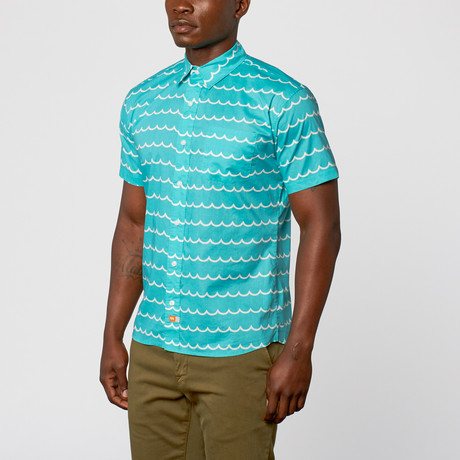 Rivera Woven Short-Sleeve Shirt // Aqua (S)