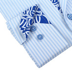 Brio Milano // Classic Button-Up // Light Blue Stripe (M)