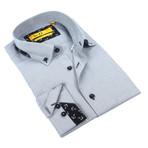 Solid Button-Up + Anchor Trim // Light Grey (M)