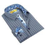 Plaid Button-Up + Paisley Trim // Blue (L)