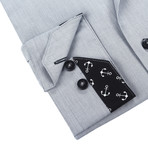 Solid Button-Up + Anchor Trim // Light Grey (S)