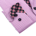 Plaid Button-Up + Floral Trim // Pink + White (S)