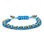 Beaded String Bracelet // Light Blue + Gold
