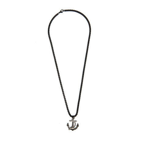 Anchor Stainless Steel Necklace // Black