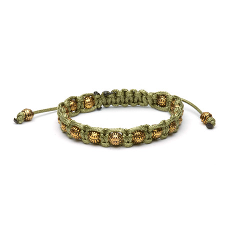 Beaded String Bracelet // Shang Green + Gold