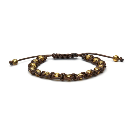 Beaded String Bracelet // Shang Brown + Gold