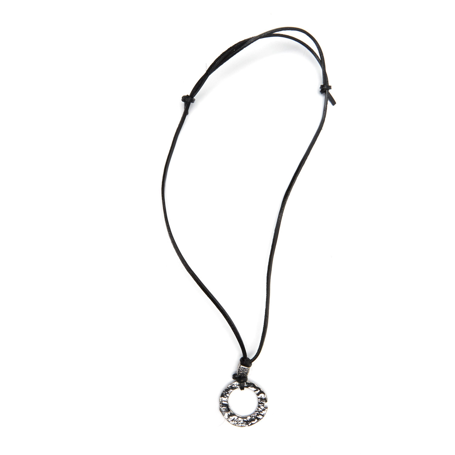Ring Pendant Leather Necklace Black Silver Rave By Perepaix Ring Pendant Leather Necklace Black Silver