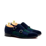 Double Monk Strap  // Navy + Tartan (US: 7.5)