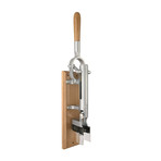 Wall Mounted Corkscrew + Wood Backing (Chrome Plated + Natural Wood)