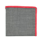 Ebony Netto Pocket Square // Grey + Red