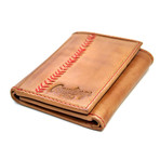 Baseball Stitch Trifold Wallet // Tan