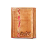 Baseball Stitch Trifold Wallet // Tan