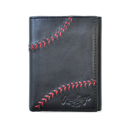Baseball Stitch Trifold Wallet // Black