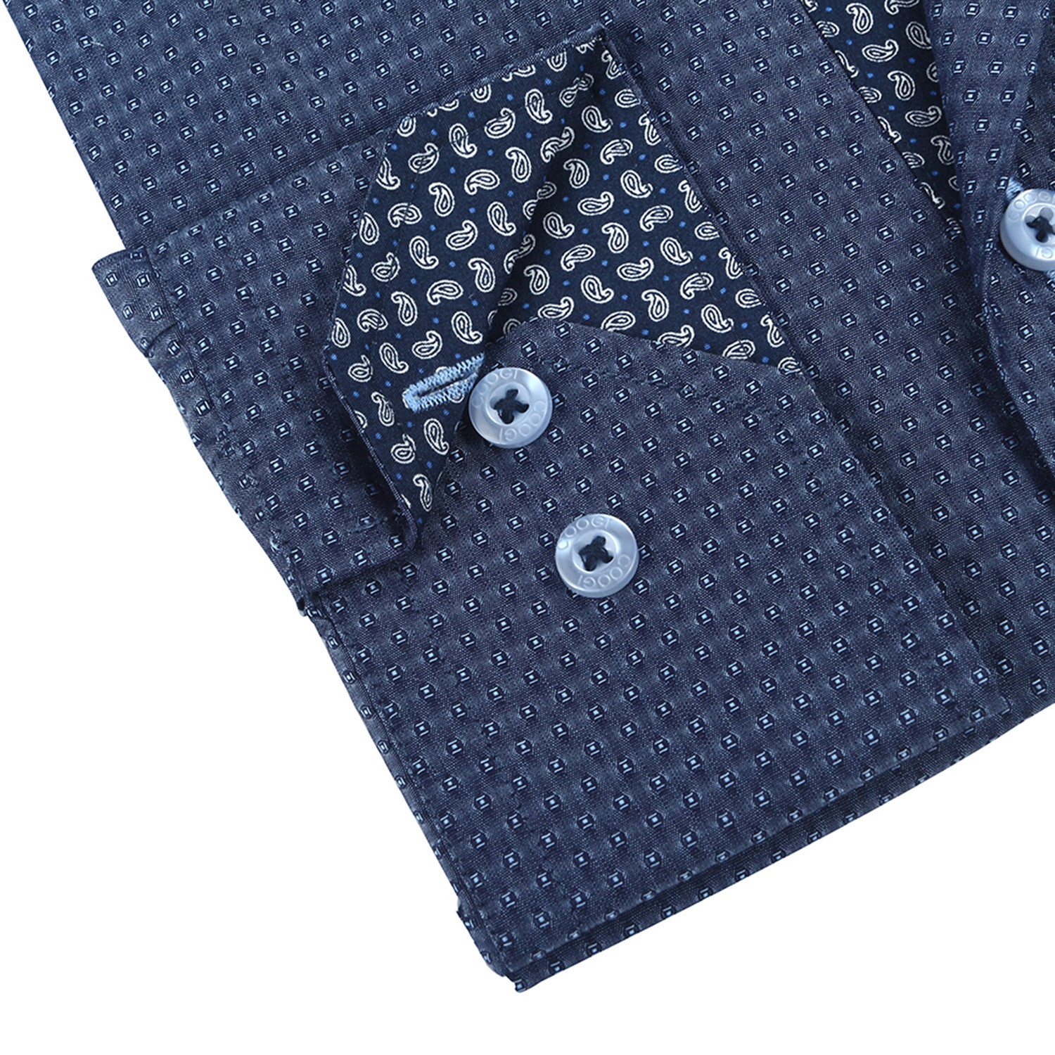 Classic Button-Up + Paisley Trim // Navy (S) - Coogi - Touch of Modern